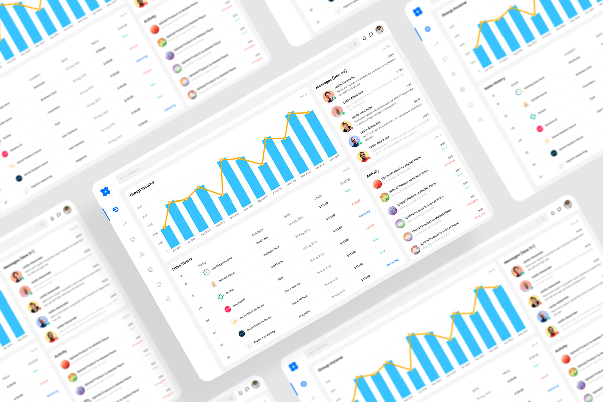 Statistic Dashboard UI Kit, an UI Kit Template by iDoodle Studio