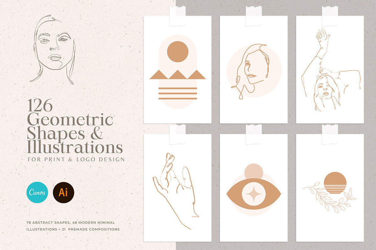 Geometric & Lineart Illustration Kit, a Graphic by AndrewPixel (Photo 1 of 11)