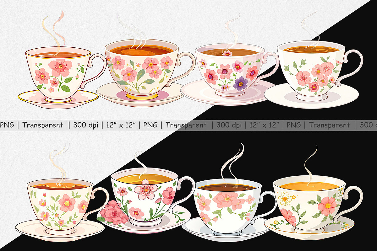 Spring Tea Clipart, a Graphic by Artnoy (Photo 2 of 5)