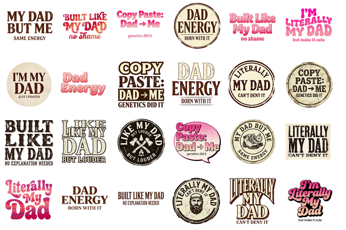 Father's Day Sublimations Set, a Decorative Illustration by InkyQueenArt (Photo 4 of 6)