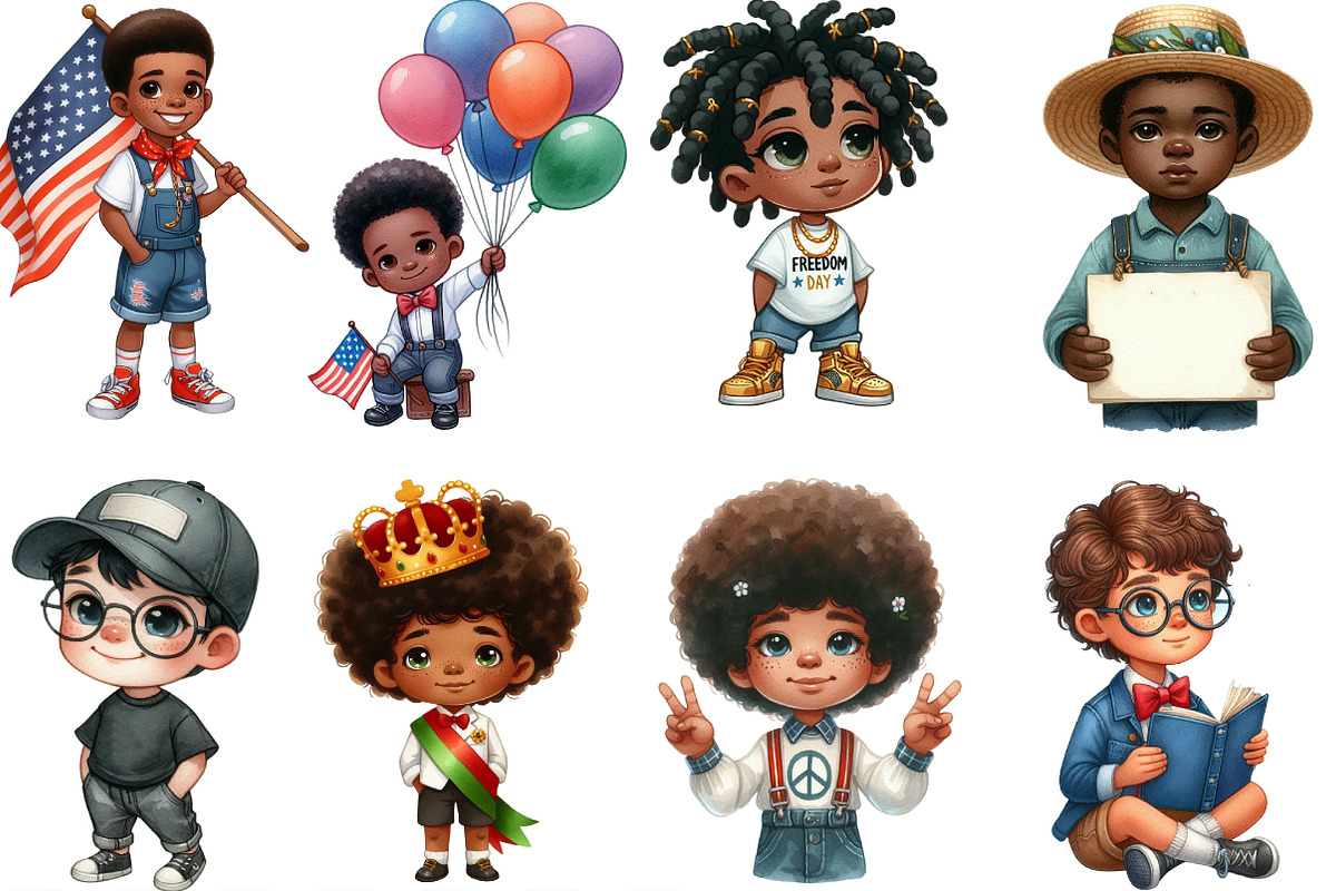 Juneteenth Black Boys PNG Clipart, an Illustration by Designking (Photo 2 of 4)