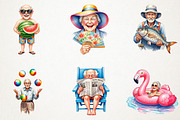 Funny Summer Old Couple Clipart, an Illustration by RobertsArt (Thumbnail 2 of 7)