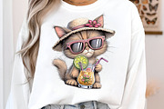 Whimsical summer cat clipart, an Illustration by SinaCreation (Thumbnail 7 of 8)