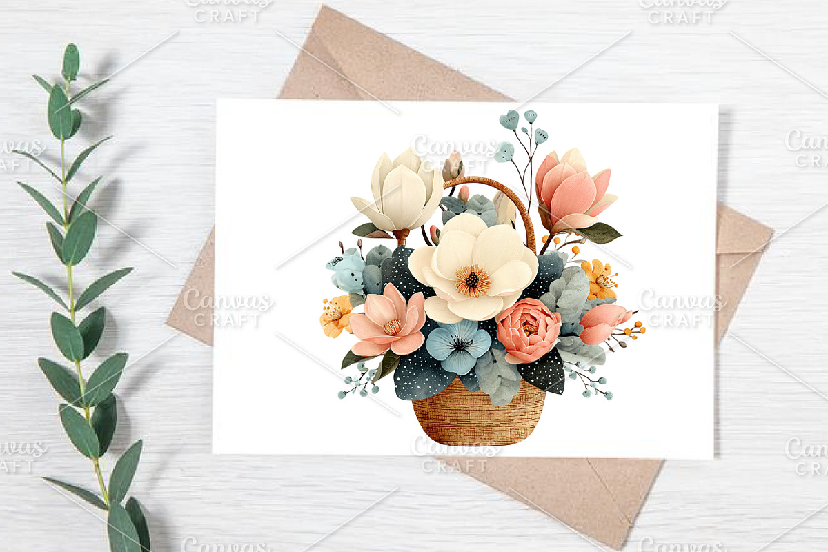 Watercolor Spring Flowers Basket PNG, an Illustration by Canvas Craft (Photo 7 of 7)
