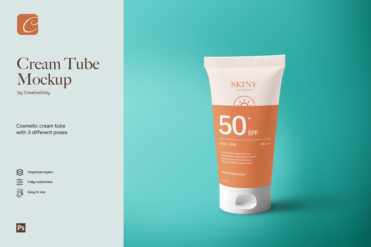 Cosmetic Cream Tube Mockup, a Packaging Mockup by Awwwai Design Co. (Photo 1 of 4)