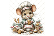 Christmas Mouse Baking Clipart JPG, a Seasonal Illustration by Memories By Lea (Thumbnail 8 of 17)