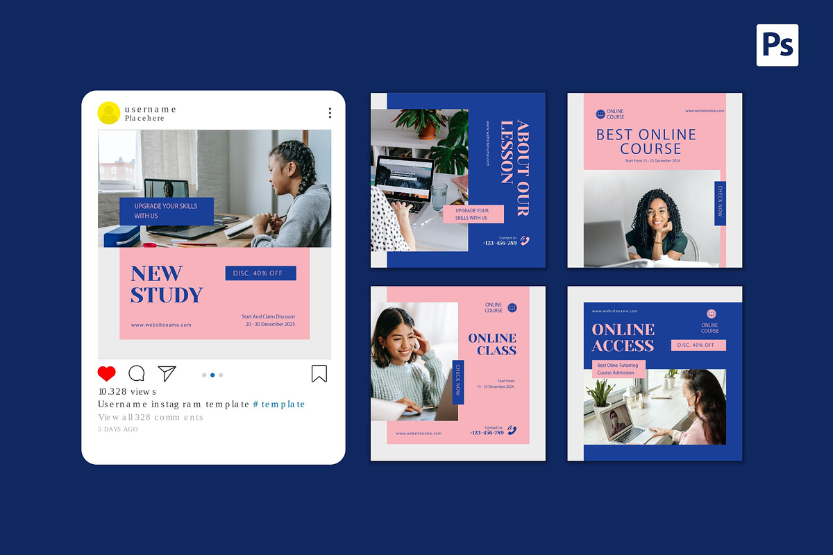 Online Course Instagram Post, a Social Media Template by CavenArt (Photo 4 of 5)