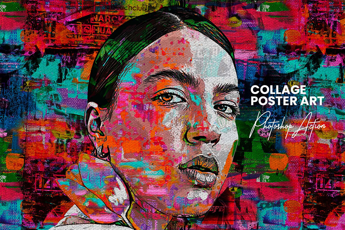 Collage Poster Art Photoshop Action, an Action Add-On by MRI STUDIO (Photo 1 of 8)