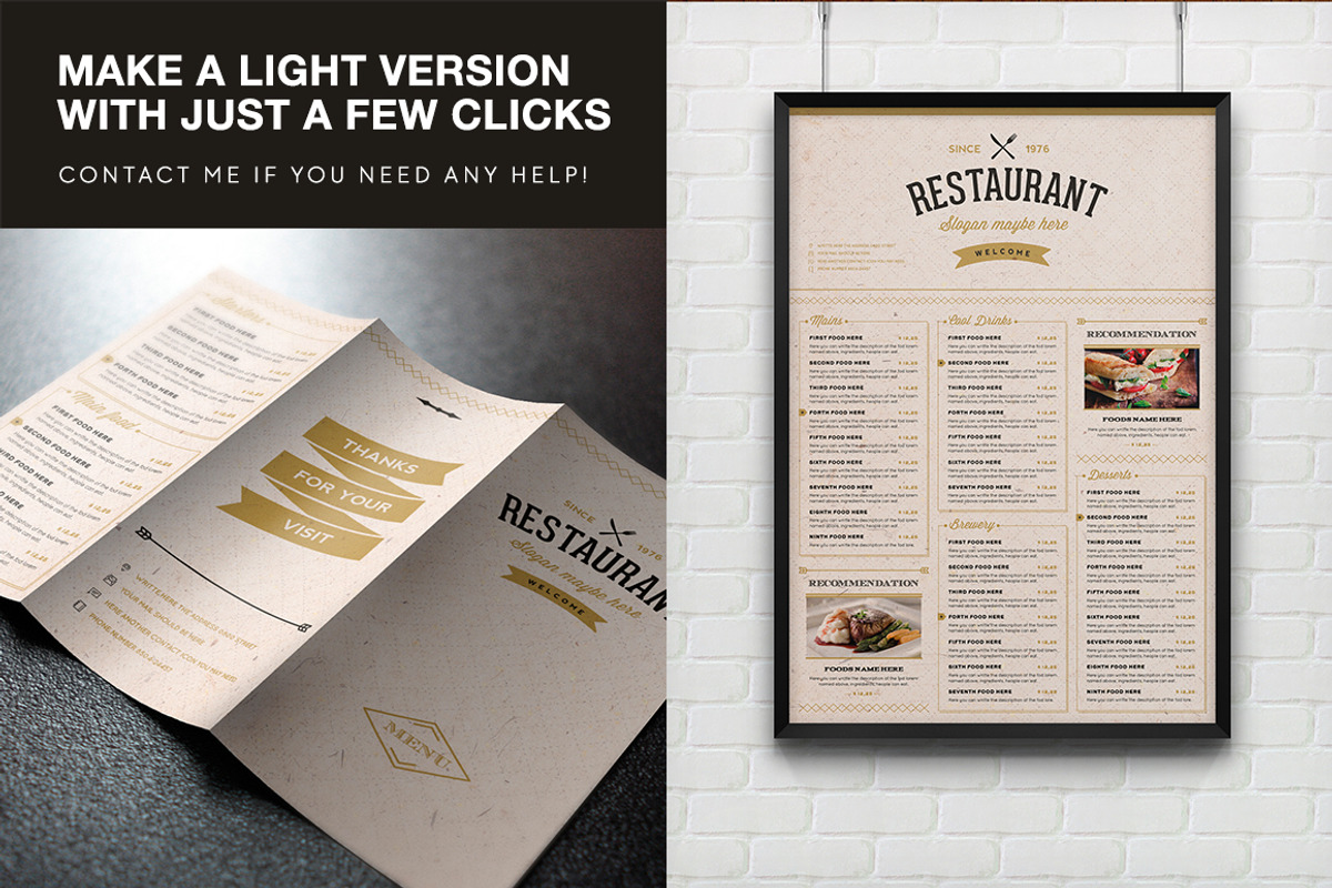 Elegant Food Menu 3 Dark Version, a Brochure Template by Luuqas Design (Photo 3 of 6)