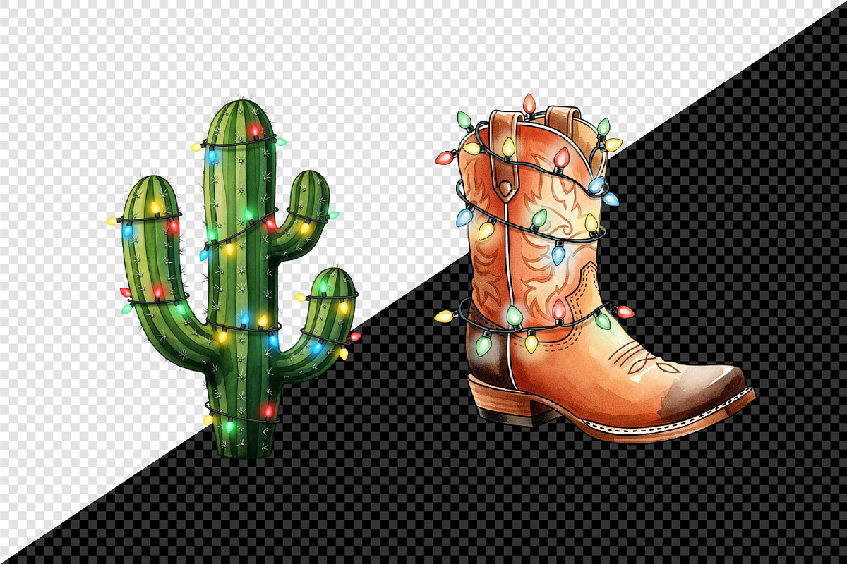 Watercolor Western Christmas Clipart, an Illustration by Creative Art (Photo 7 of 10)