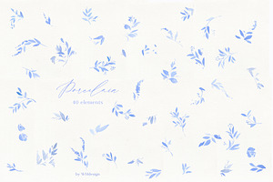 Porcelain Cobalt Blue Floral Clipart