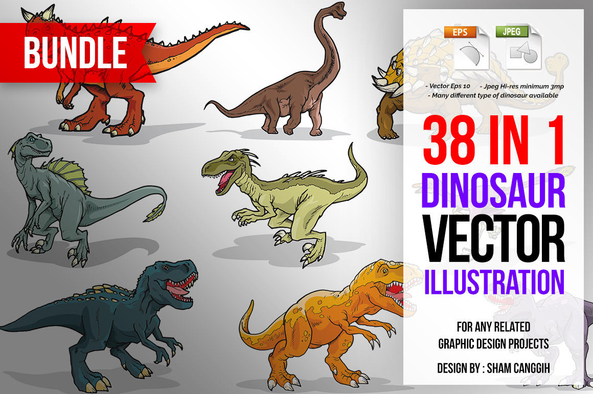Dinosaur Color Vector Bundle, an Animal Illustration by SCworkspace