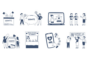 Donations and charity. Men women, a Person Illustration by LadadikArt