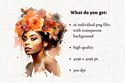 Watercolor Floral Girl Cliparts, a Person Illustration by Mash Mash Stickers (Thumbnail 2 of 9)