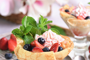 French Crepes with Filling and Fruit