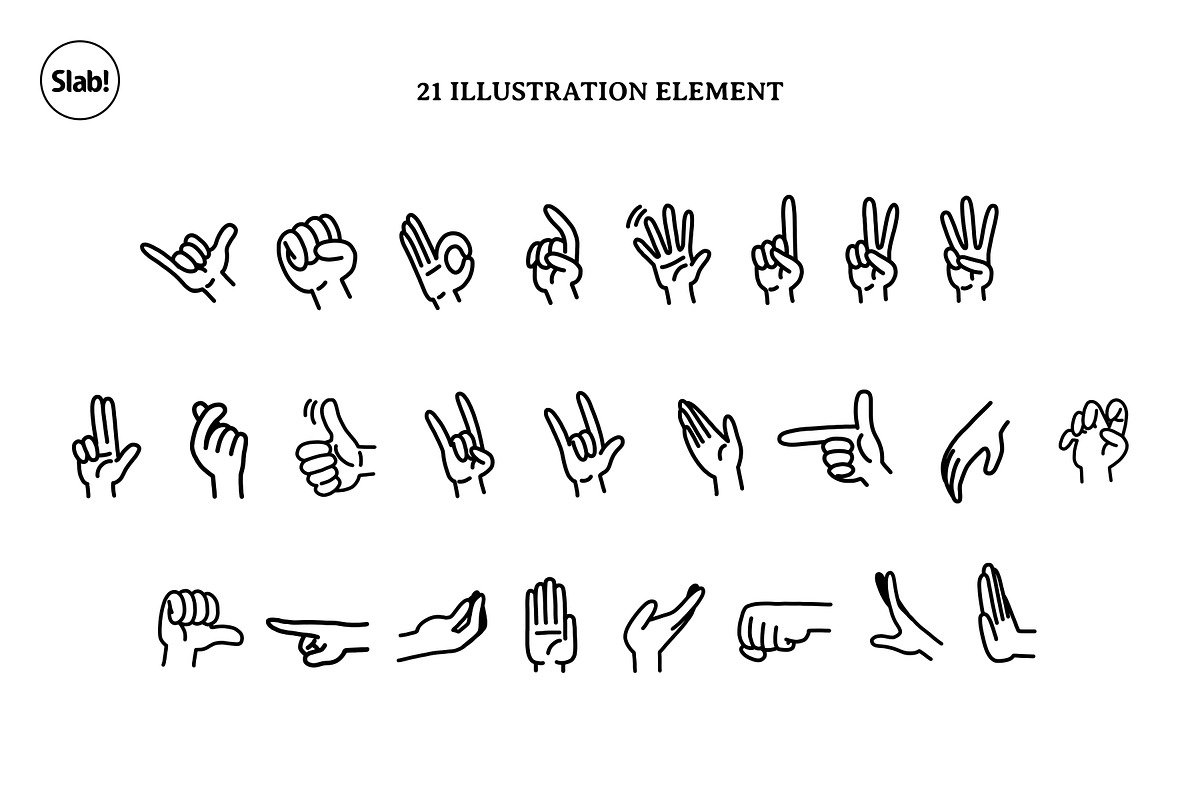 Hand Gesture Outline Illustration, an Object Graphic by SLAB! Design (Photo 2 of 4)