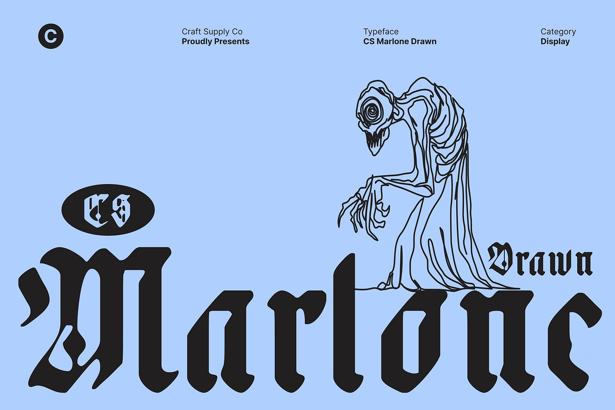 CS Marlone Drawn, a Blackletter Font by Craft Supply Co. (Photo 1 of 8)