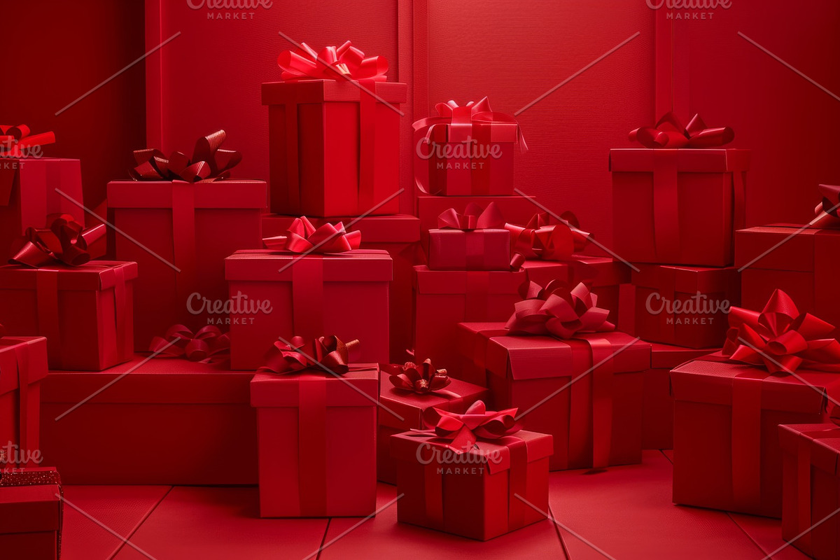 86 Gift boxes with ribbons and bows, a Holiday Photo by Handmadefont (Photo 81 of 90)