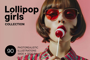 Lollipop girls. 90 images, a Person Illustration by Handmadefont