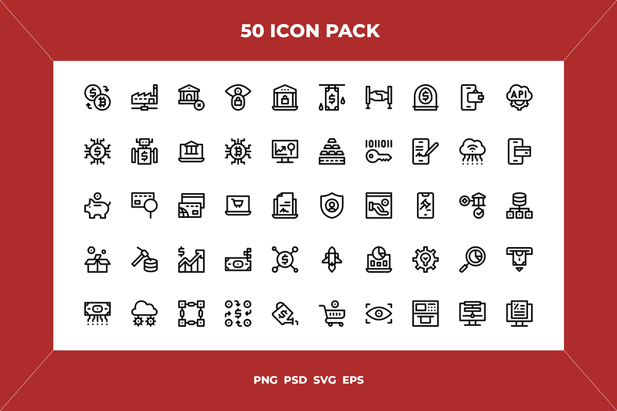Fintech icons, an Outline Icon by Wencory (Photo 1 of 2)