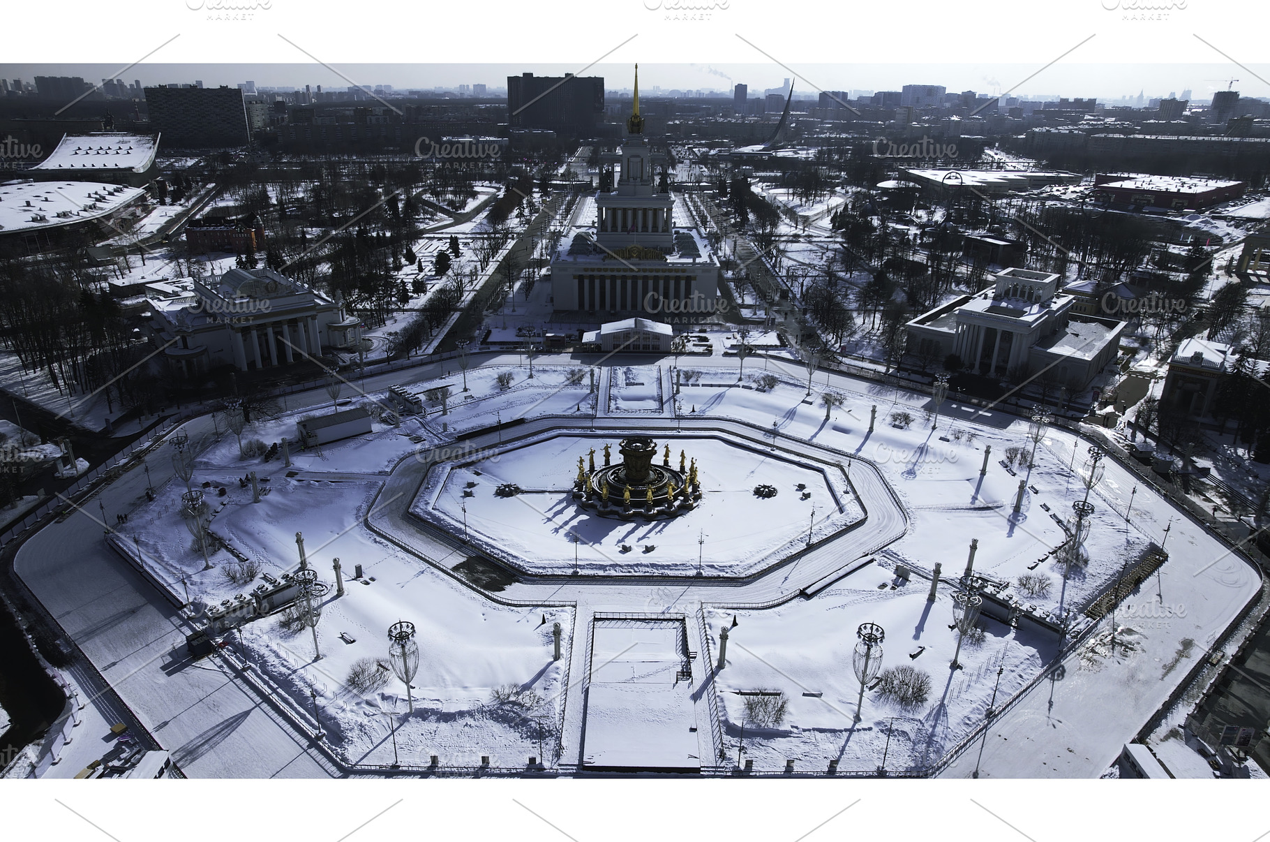 Top view of round square in winter, an Architecture Photo by Media ...