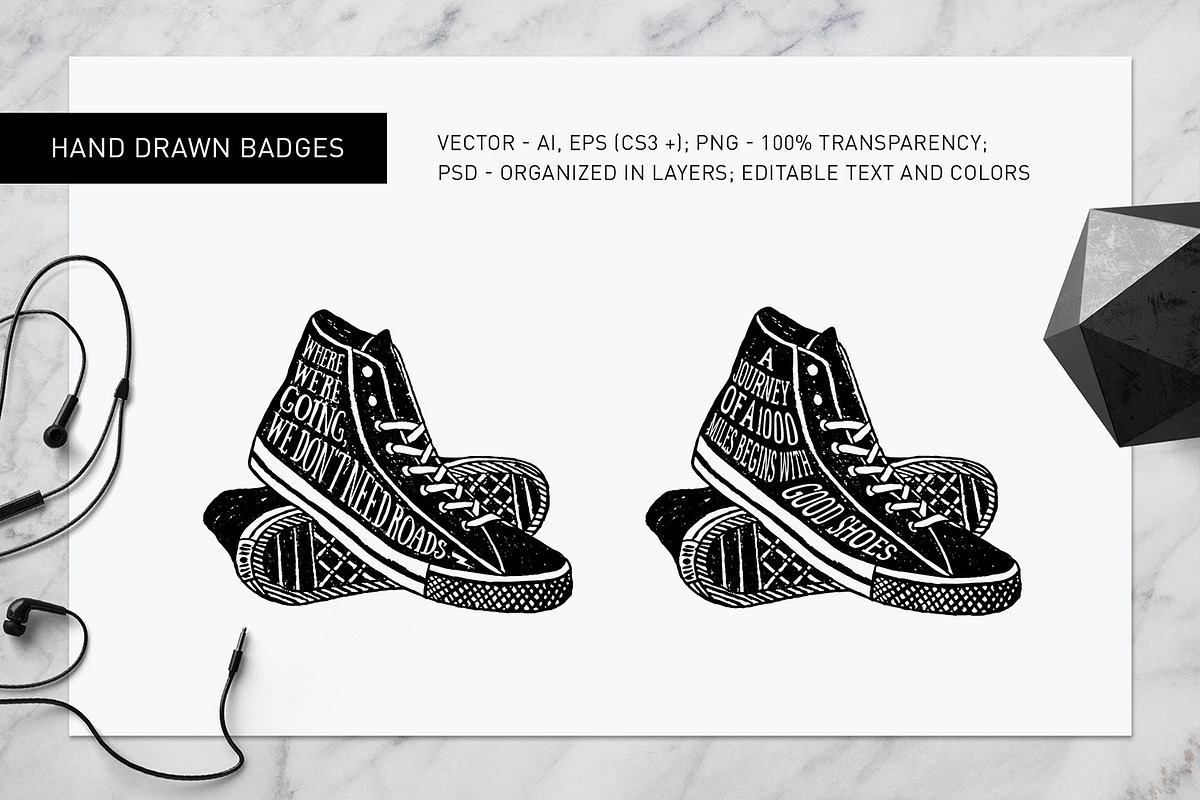 Good Shoes. 8 Inspirational Badges, a Branding & Logo Template by Cosmic Store (Photo 7 of 16)