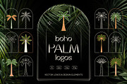 Boho palm logos, a Graphic by karnofff (Thumbnail 1 of 6)