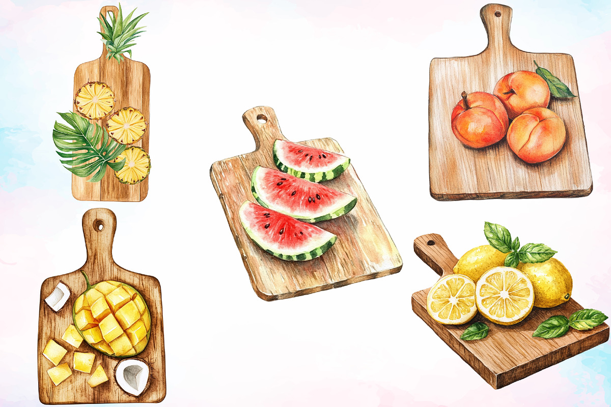 Watercolor Summer Cutting Board PNG, an Illustration by Canvas Craft (Photo 4 of 4)