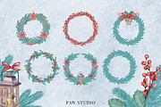 Christmas Wreaths Xmas Tree Clipart, an Illustration by PawGraphic (Thumbnail 4 of 10)