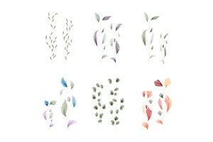 Delicate watercolor leaves, an Object Illustration by okskukuruza