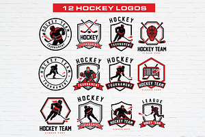 12 Hockey Team Logo Bundle, a Branding & Logo Template by Guavanaboy
