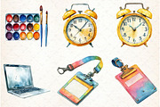 Watercolor School Clipart, Classroom, a Graphic by Libby Wishes (Thumbnail 2 of 6)