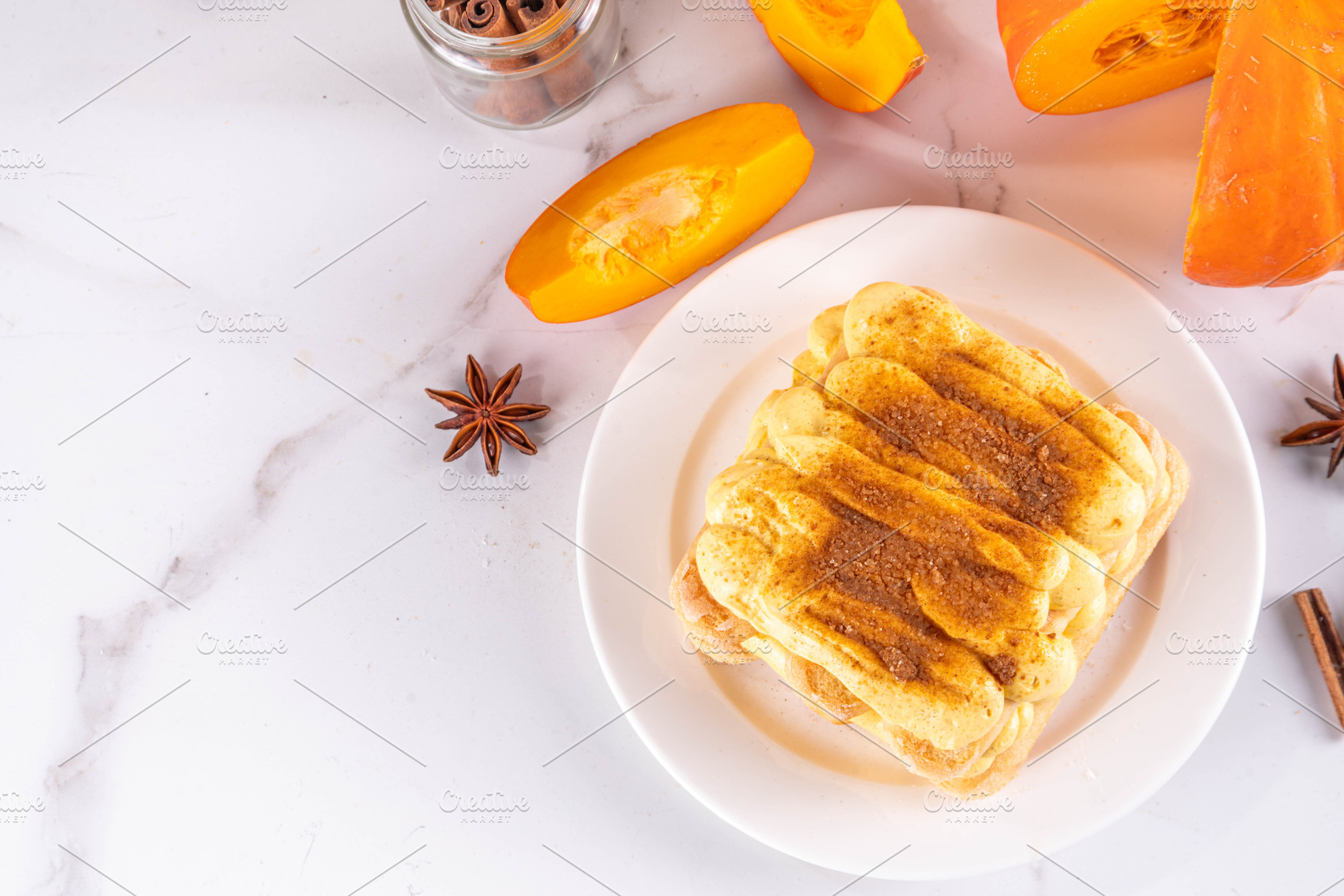 Cozy autumn pumpkin tiramisu dessert, a Food & Drink Photo by Rimma
