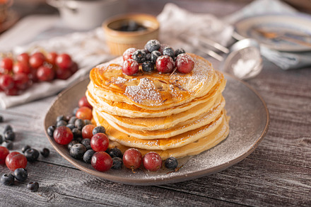 American pancakes with berries, a Food & Drink Photo by Stepanek Photography