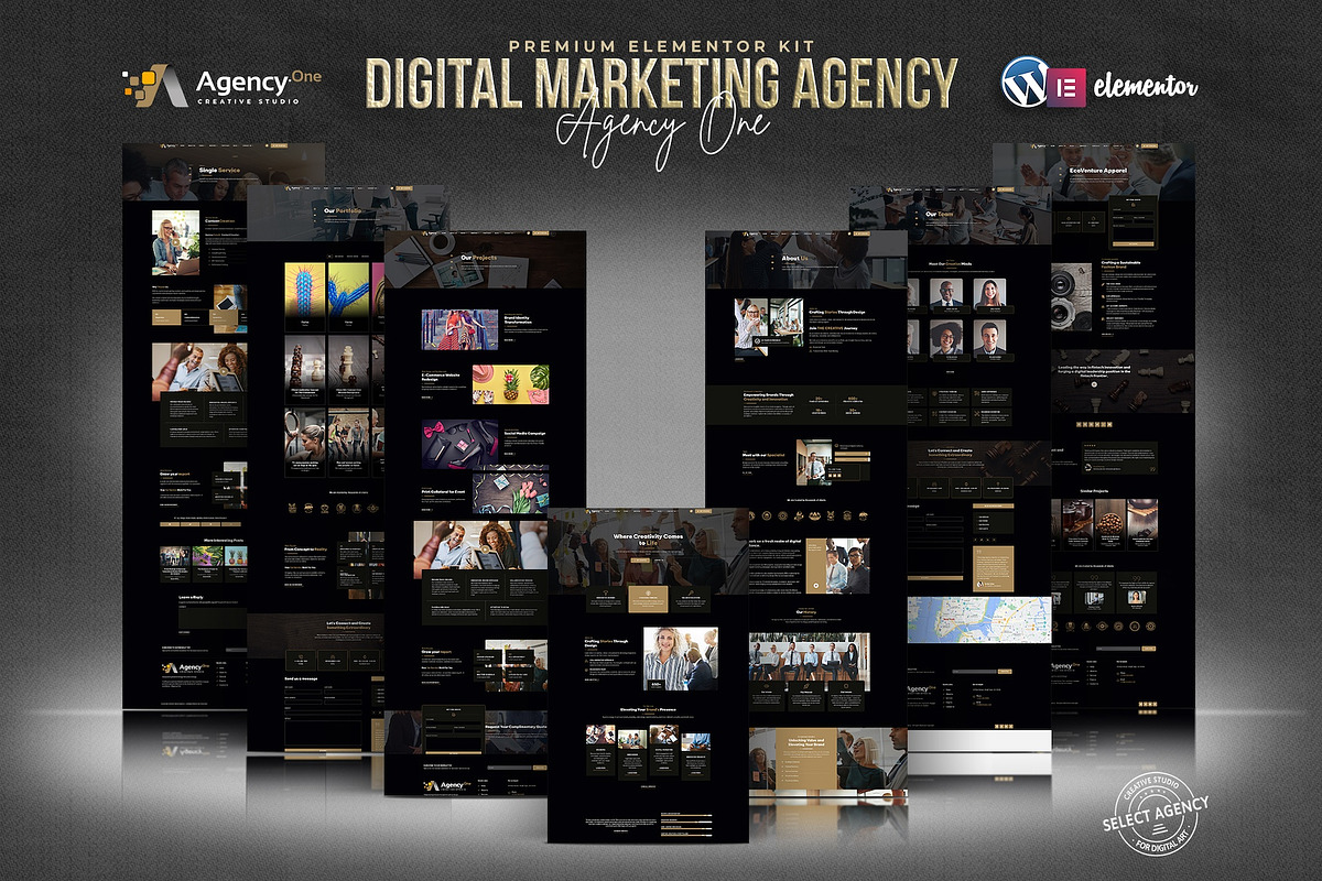Agency One -Agency Elementor Pro Kit, a Websites & App Template by Select Agency Designs (Photo 1 of 8)