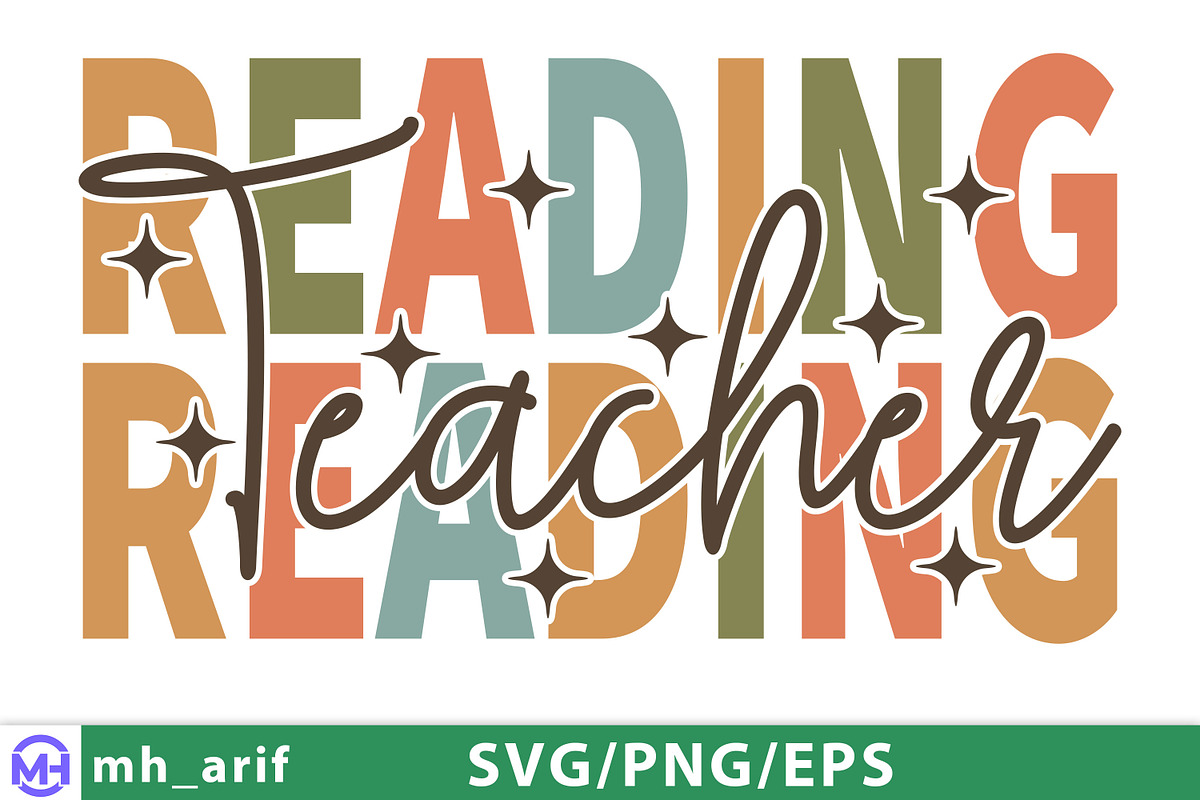 Retro Reading Teacher SVG PNG Design, a Graphic by mh_arif (Photo 4 of 4)