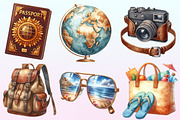 Watercolor Travel Clipart, a Graphic by CitraGraphics (Thumbnail 2 of 4)