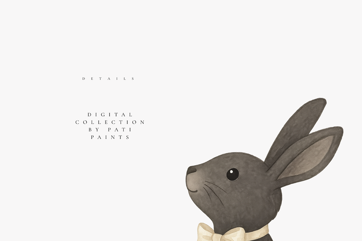 Easter Black Bunny Clipart Set, a Seasonal Illustration by Pati Paints (Photo 8 of 9)