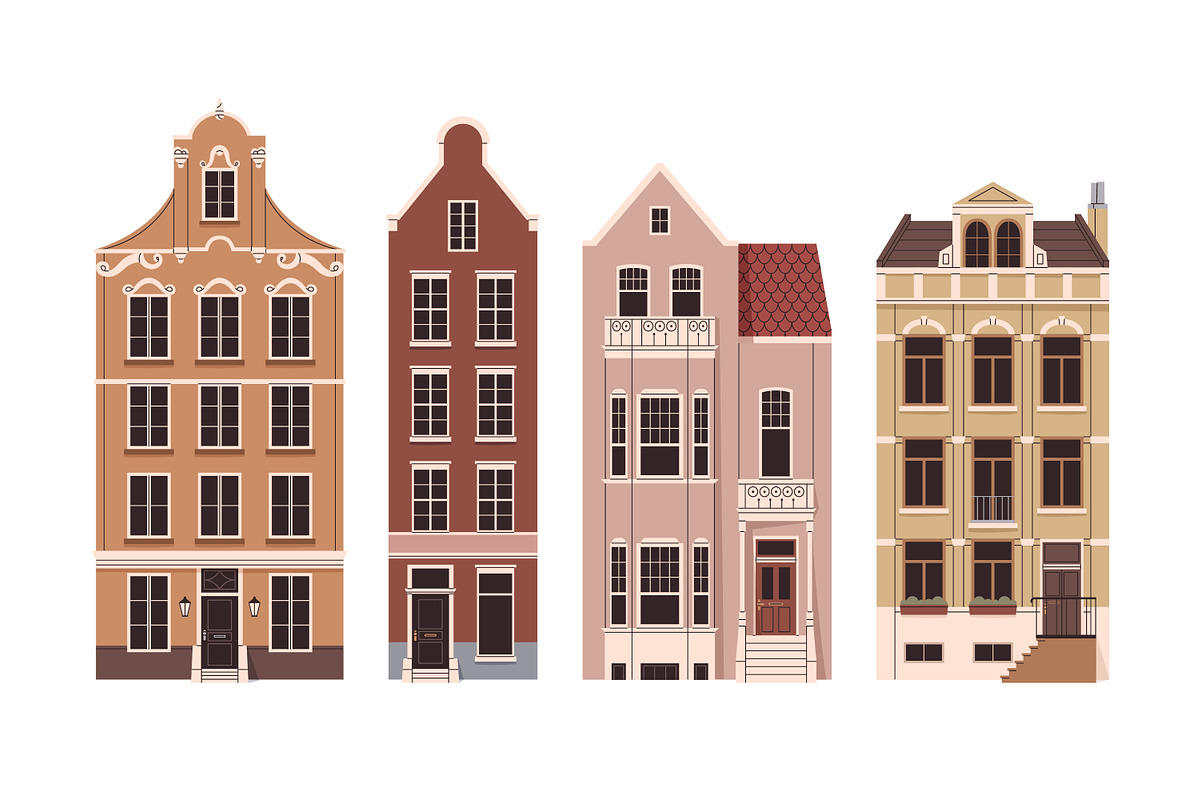English houses set. UK architecture, an Illustration by Good Studio (Photo 2 of 7)