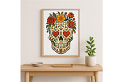 Sugar Skull Wall Art Day of the Dead, a Background Graphic by LaseredNinja (Thumbnail 3 of 7)