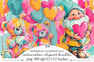 Whimsical Valentine Day Clipart, an Illustration by Designking