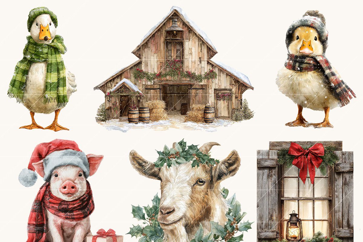 Cozy Barn Christmas Clipart Bundle, a Seasonal Illustration by Design Scotch (Photo 4 of 8)