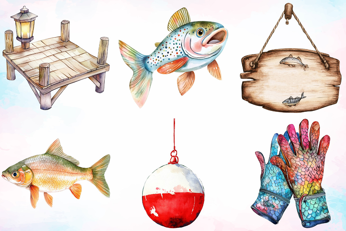 Watercolor Fishing Sublimation PNG, an Illustration by Canvas Craft (Photo 2 of 3)