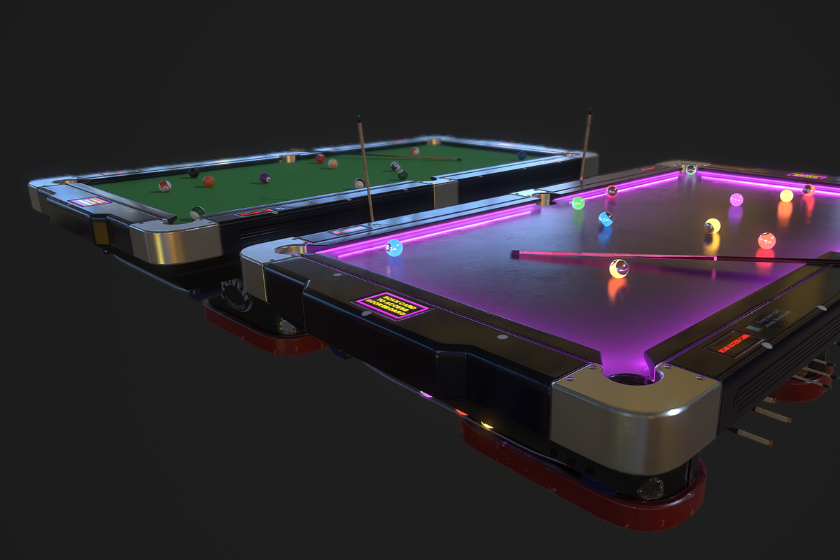 Pool Table with Neon Balls, a Furniture 3D Model by TFE Game Art (Photo 1 of 4)