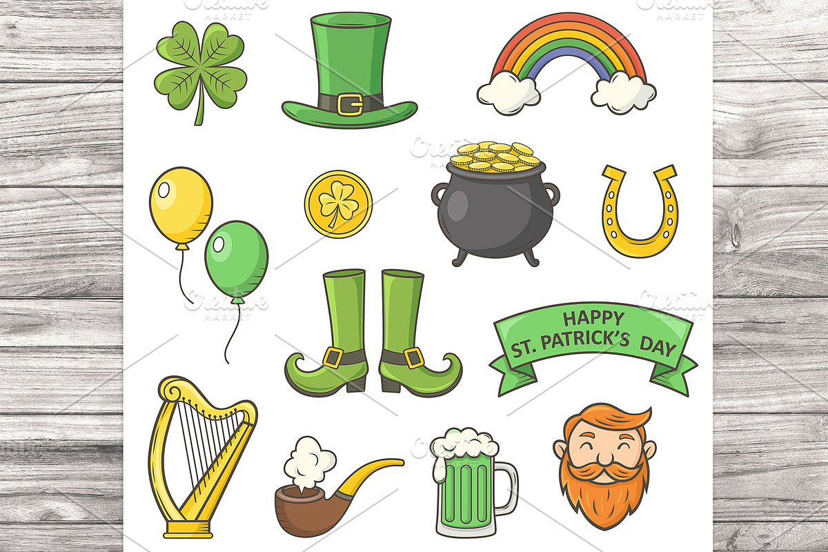 St. Patrick's Day Vector Icon Set, a Seasonal Illustration by Artspace (Photo 1 of 3)