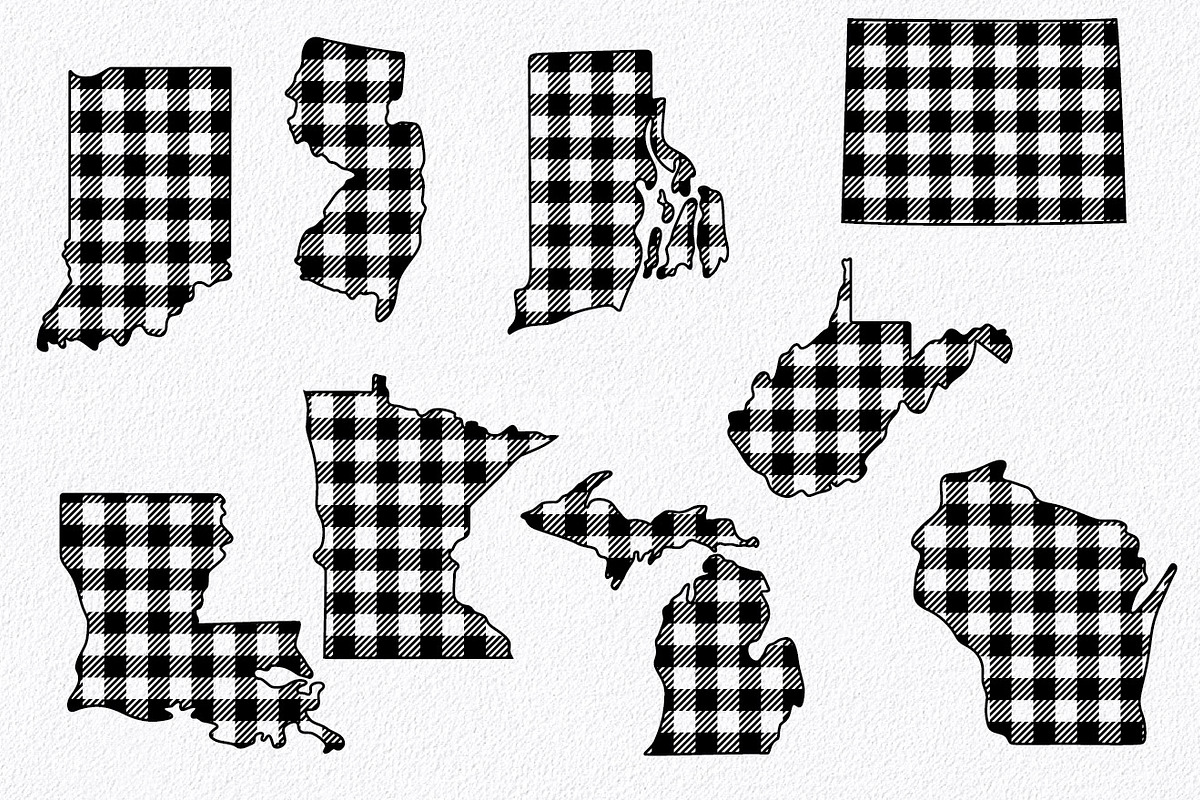 50 States SVG Bundle - Buffalo Plaid, an Illustration by OldMarket Designs (Photo 5 of 12)