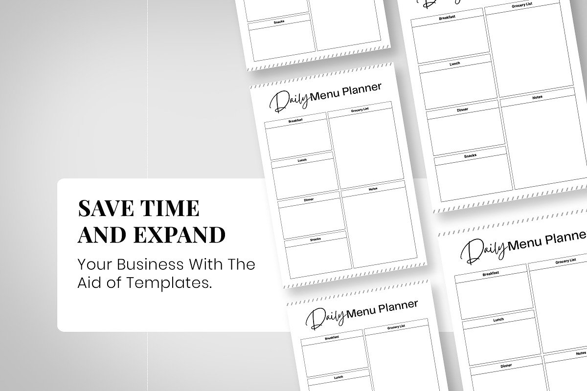 Daily Menu, Daily Menu Chart, a Print Template by Snapybiz