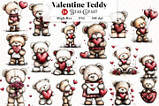 Valentine Teddy Bear Clipart, an Illustration by Watercolor design (Thumbnail 1 of 4)