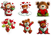 whimsical valentine bear clipart bun, an Illustration by CreationArt (Thumbnail 6 of 6)