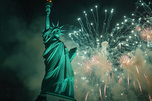 Statue of Liberty celebrates freedom, a Photo by Pavel_design